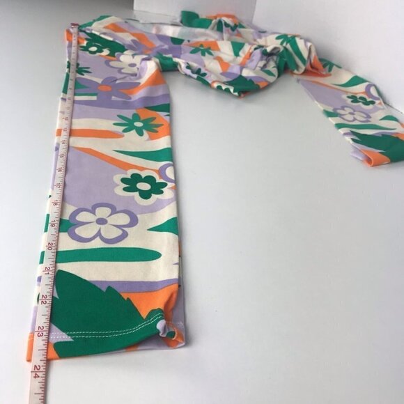 Nwt - H&m Knot-Detail Crop Top. Floral Print In Green/Orange Color. Size: M. - Picture 9 of 10